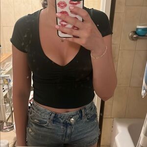 Forest green brandy melville v-neck short sleeve